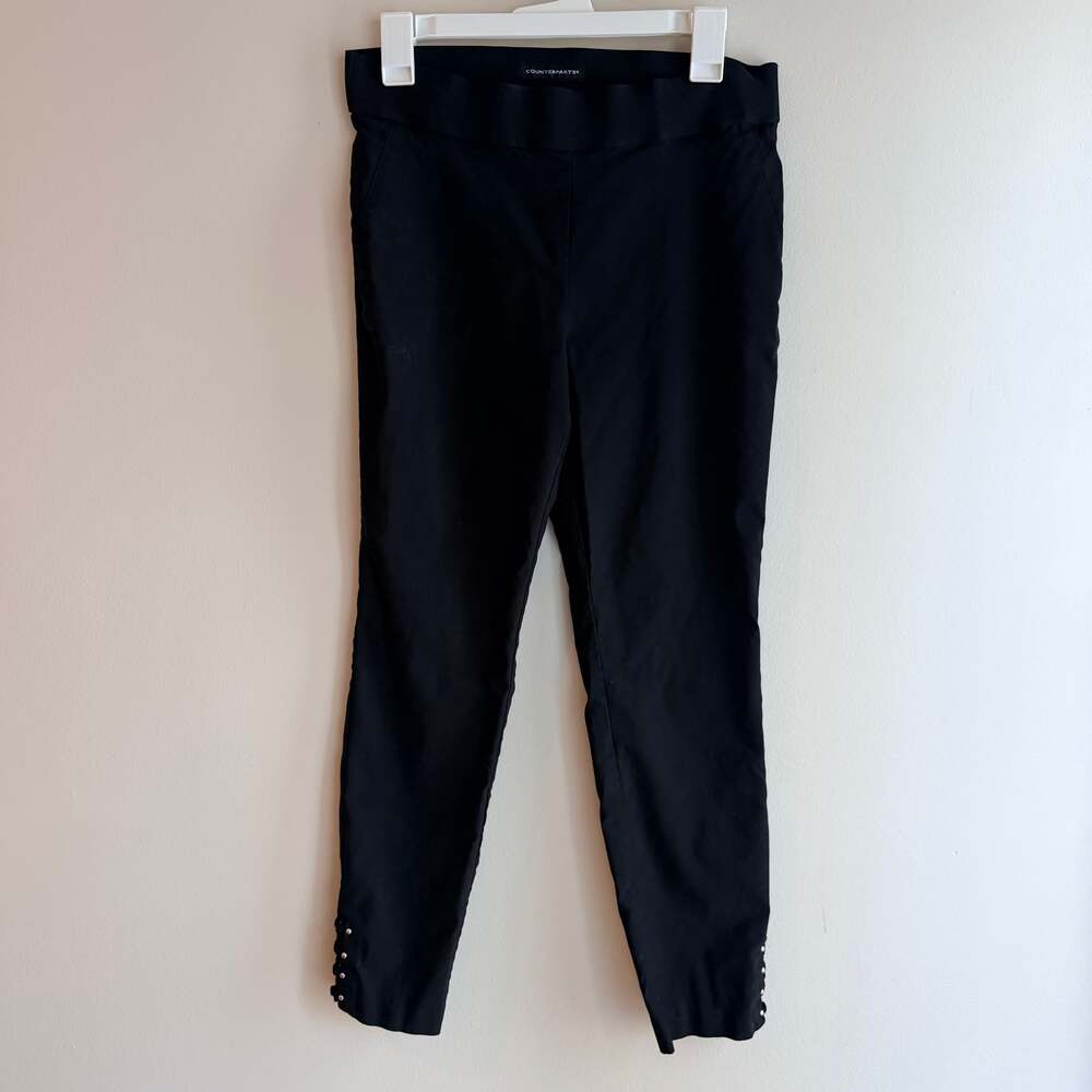 Counterparts Black Pull-On Ankle Pants with Studded Lattice Hem Detail - Size M